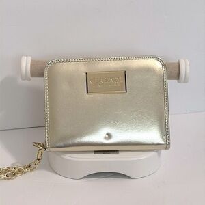 Versace Parfums wallet with goldtone hardware with chain wristlet BNWT